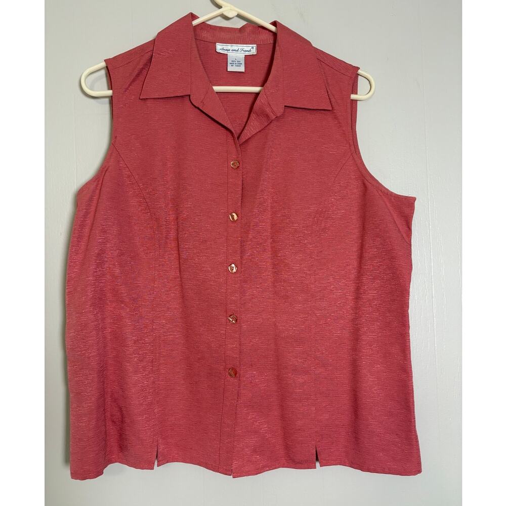 Anna and Frank Vintage Size Large 100% Silk Sleeveless Button Up Top
